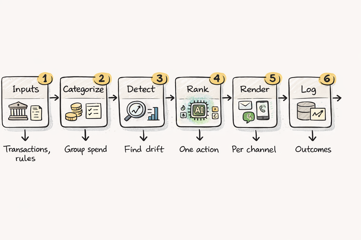 AI Money Coach system flow diagram